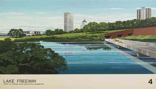 Appraisal: An Architectural Rendering of the Milwaukee Lake Freeway Huegel on