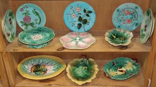 Appraisal: lot of Group of majolica style table articles including an