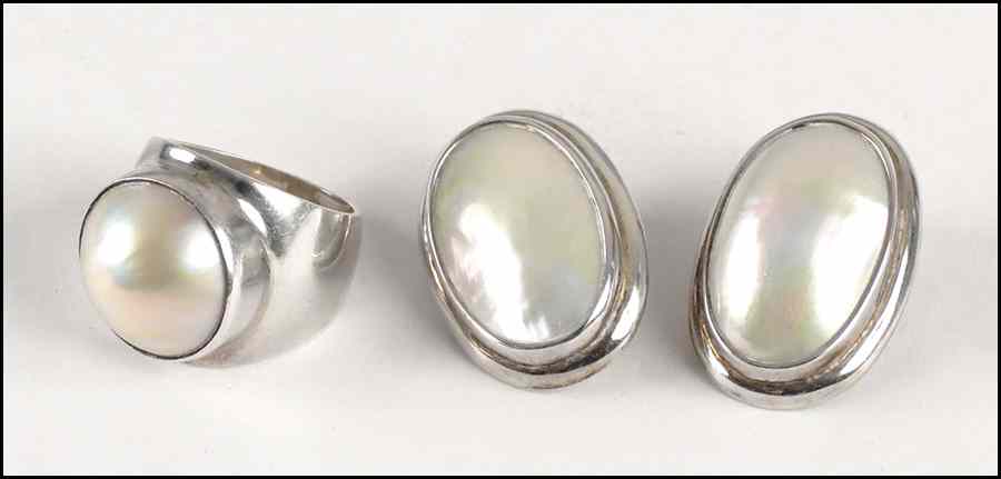 Appraisal: MABE PEARL AND STERLING SILVER RING Together with a pair