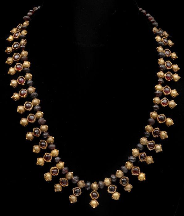 Appraisal: PERSIAN-STYLE STONE BEAD AND PENDANT DROP NECKLACE in Provenance Property