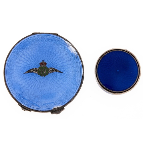 Appraisal: An Edward VIII silver and blue guilloche enamel compact with