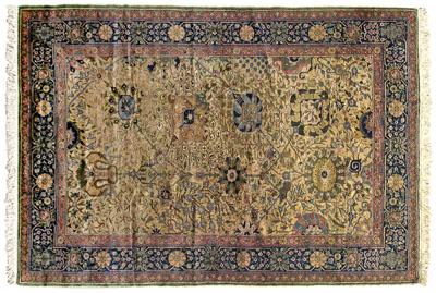 Appraisal: Tabriz rug elaborate floral and vine design on pale olive