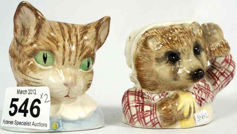 Appraisal: Royal Albert Beatrix Potter Character Jugs Mrs Tiggywinkle and Tom