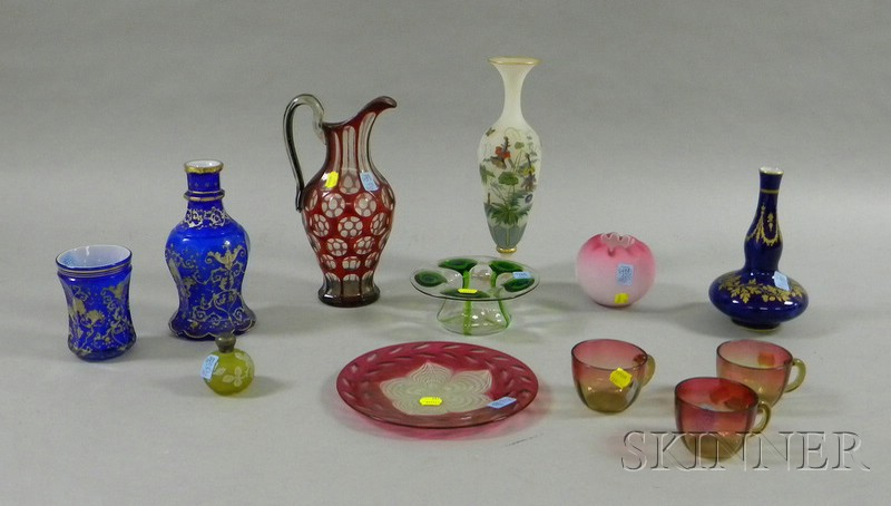 Appraisal: Twelve Pieces th Century Colored Art Glass and Ceramics three