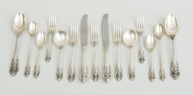 Appraisal: WALLACE SILVER SEVENTY-SIX-PIECE FLATWARE SERVICE IN THE GRAND BAROQUE PATTERN