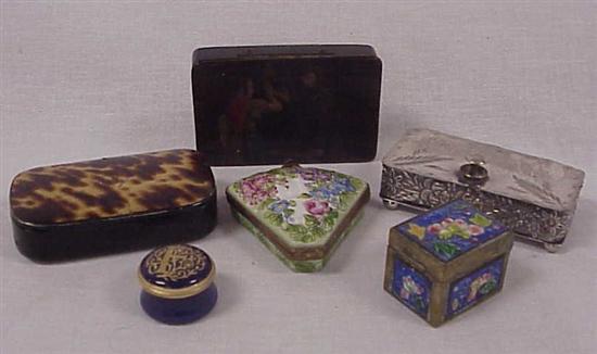 Appraisal: Six boxes including a silverplate a faux tourtiseshell a floral