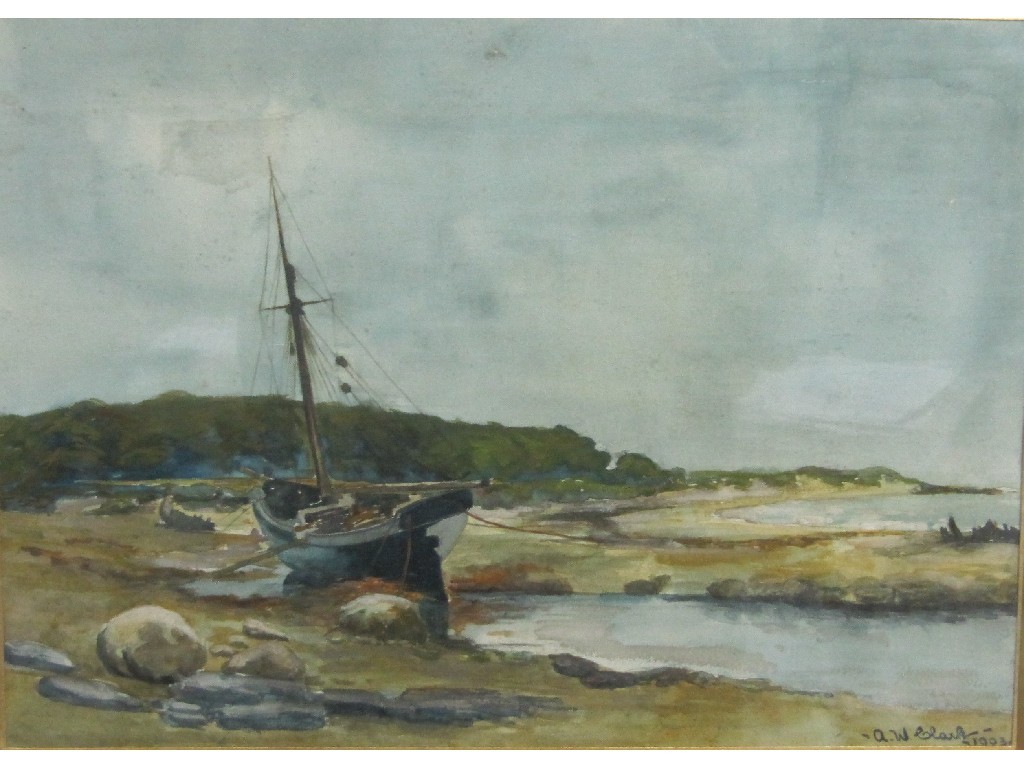 Appraisal: A W CLARK Watercolour 'Low Tide' signed and dated