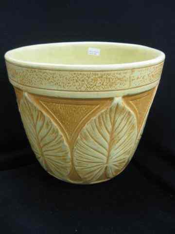 Appraisal: Art Pottery Jardiniere Acanthus leaf decor - '' tall ''