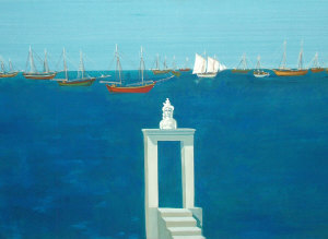 Appraisal: Spyros Vassiliou Greek - - View of a harbour oil