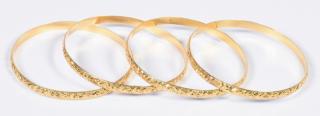 Appraisal: Set Vintage K Bangle Bracelets Set of round gold bangle