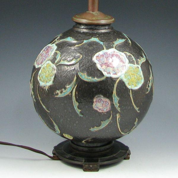 Appraisal: Roseville lamp with floral design made circa s This unusual