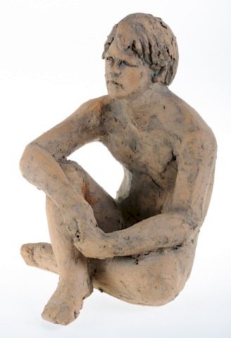 Appraisal: Pottery Sculpture of Seated Male Pottery sculpture of a seated