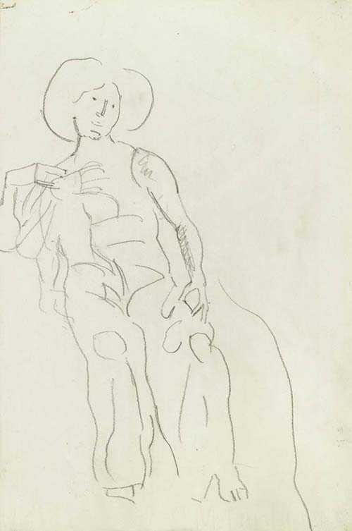 Appraisal: HODLER FERDINAND Bern - Geneva Study of seated woman Pencil