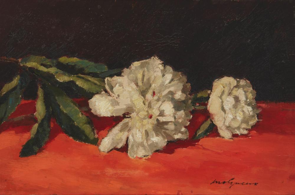 Appraisal: Edward Molyneux - British Still life with white flowers Oil