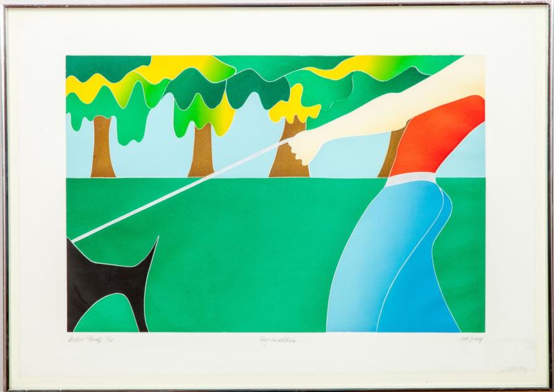 Appraisal: Thom de Jong - Dog Walker Relief print in colors