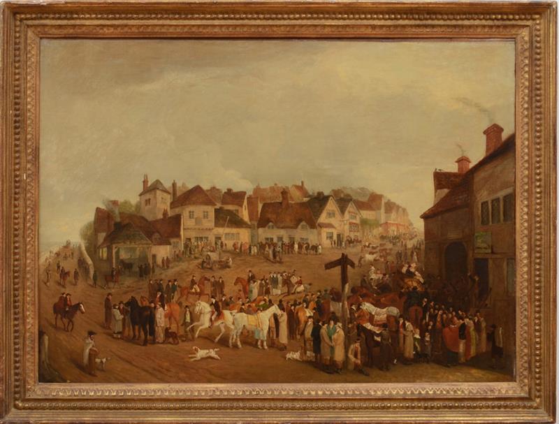 Appraisal: RICHARD BARRETT DAVIS - THE DONNYBROOK HORSE FAIR Oil on