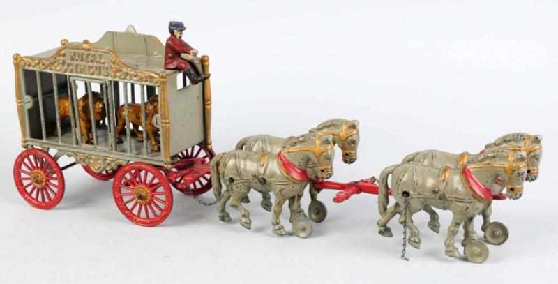 Appraisal: Cast Iron Hubley Royal Circus Cage Wagon Toy American Pulled