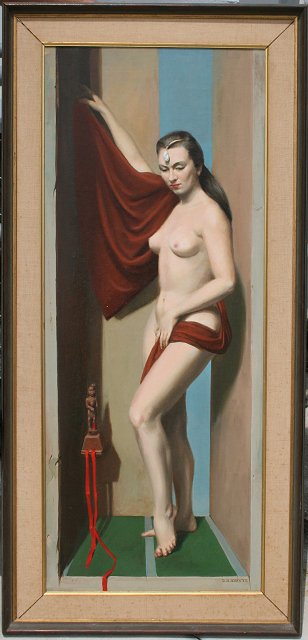 Appraisal: WHYTE Raymond American - Female Nude Posing with Carved Idol