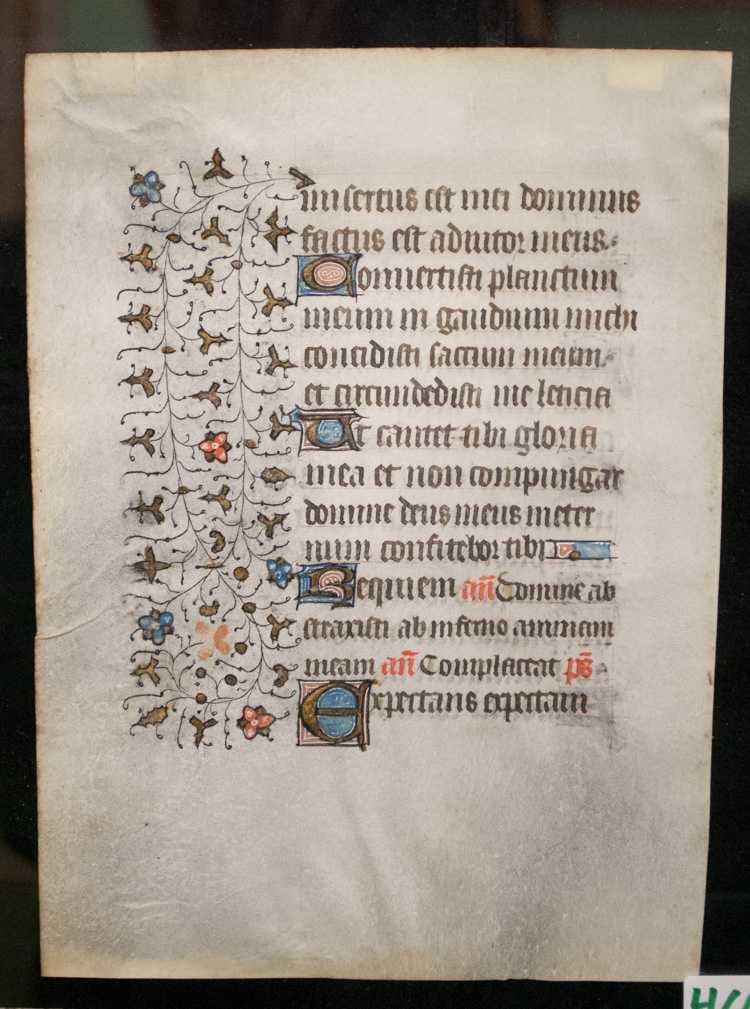 Appraisal: BOOK OF HOURS ILLUMINATED MANUSCRIPT double sided excerpt from a