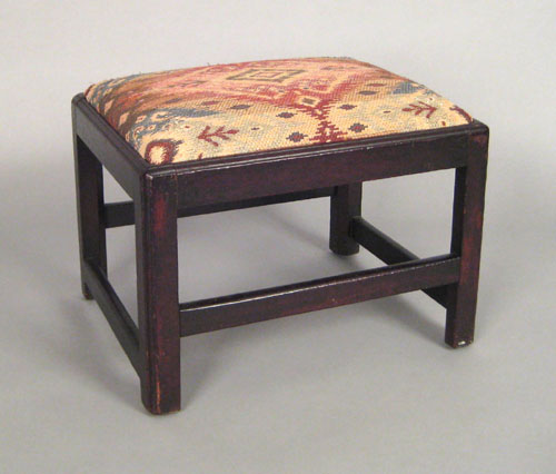 Appraisal: George III mahogany stool ca with square legs joined by