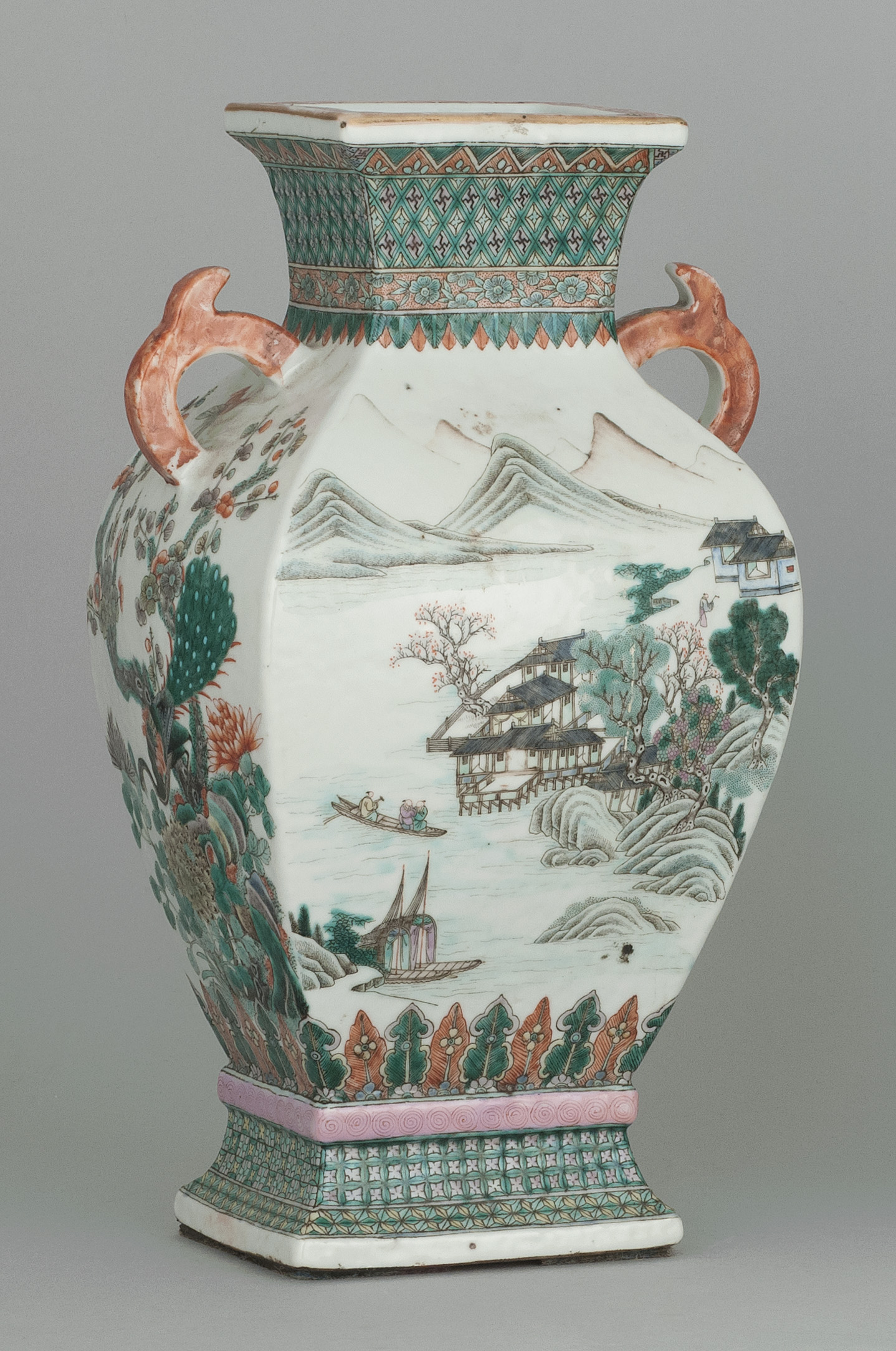 Appraisal: PORCELAIN VASE Early th CenturyIn rectangular baluster form with landscape