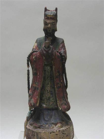 Appraisal: Chinese polychrome and painted temple figure th century Wood male