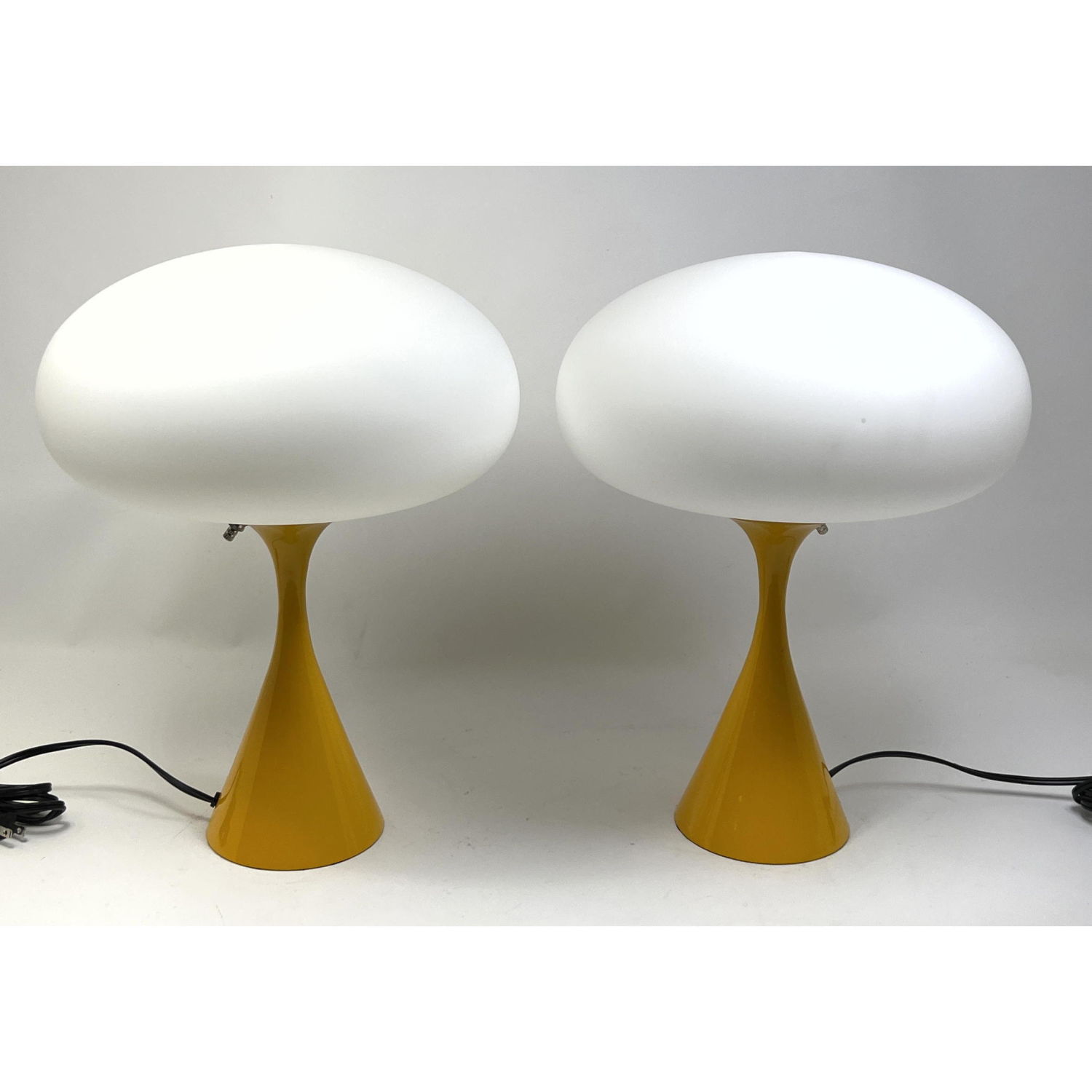 Appraisal: Pr Contemporary Stemlite Mushroom Lamps Yellow bases Designline Taller model