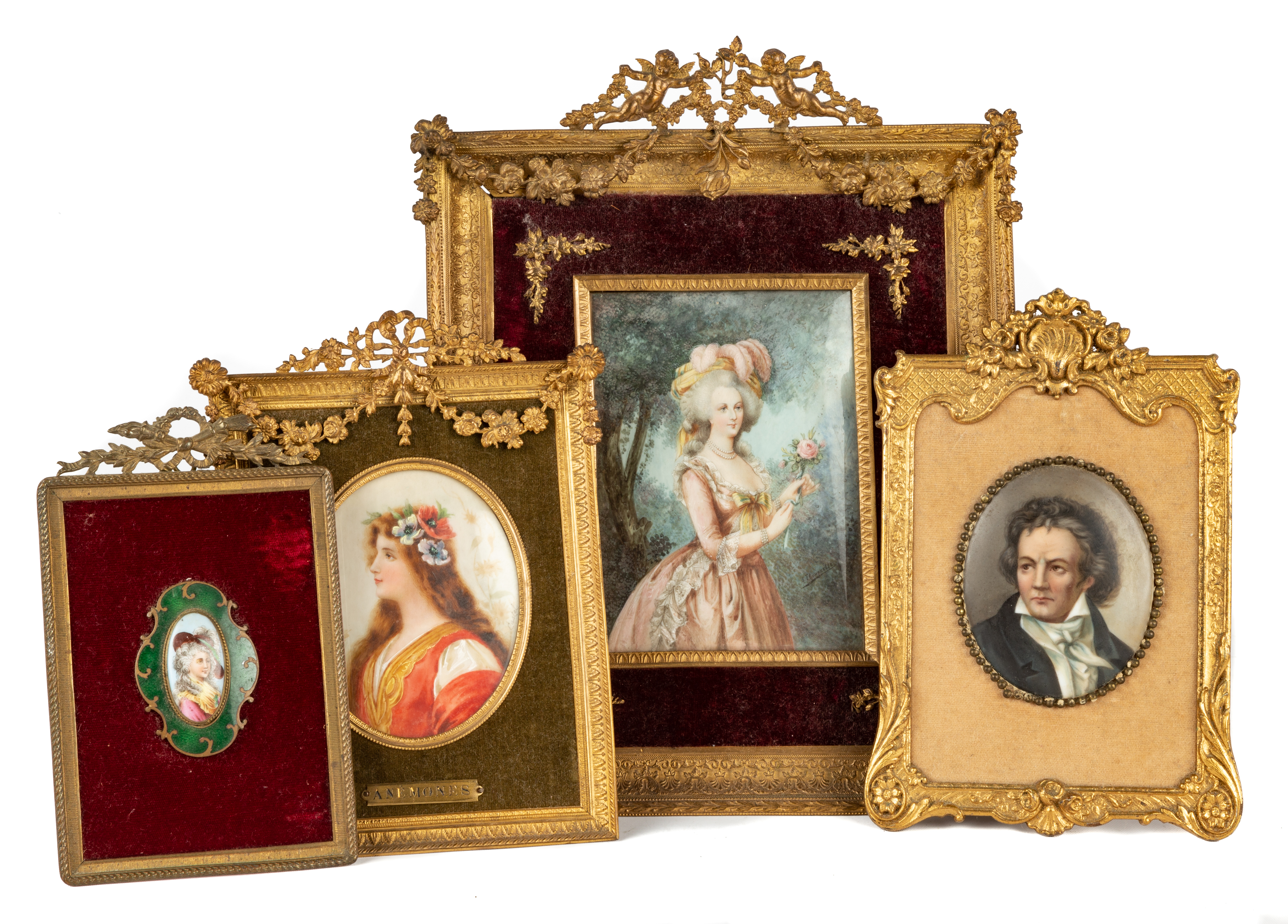 Appraisal: GROUP TH CENTURY MINIATURE PAINTINGS Two are artist signed Portrait