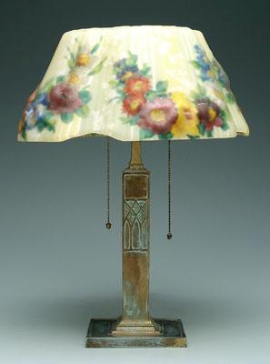 Appraisal: Pairpoint puffy lamp Devonshire shade with garlands of flowers stamped