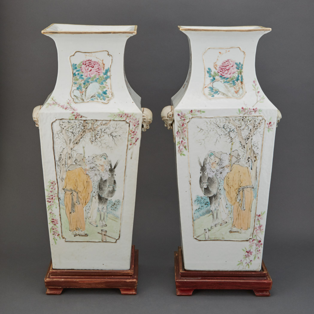 Appraisal: Pair of Chinese Famille Rose Glazed Porcelain Vases th Century