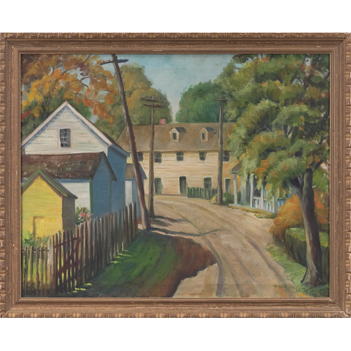 Appraisal: Nina Kickbusch Griffin American - Backyards c oil on canvas