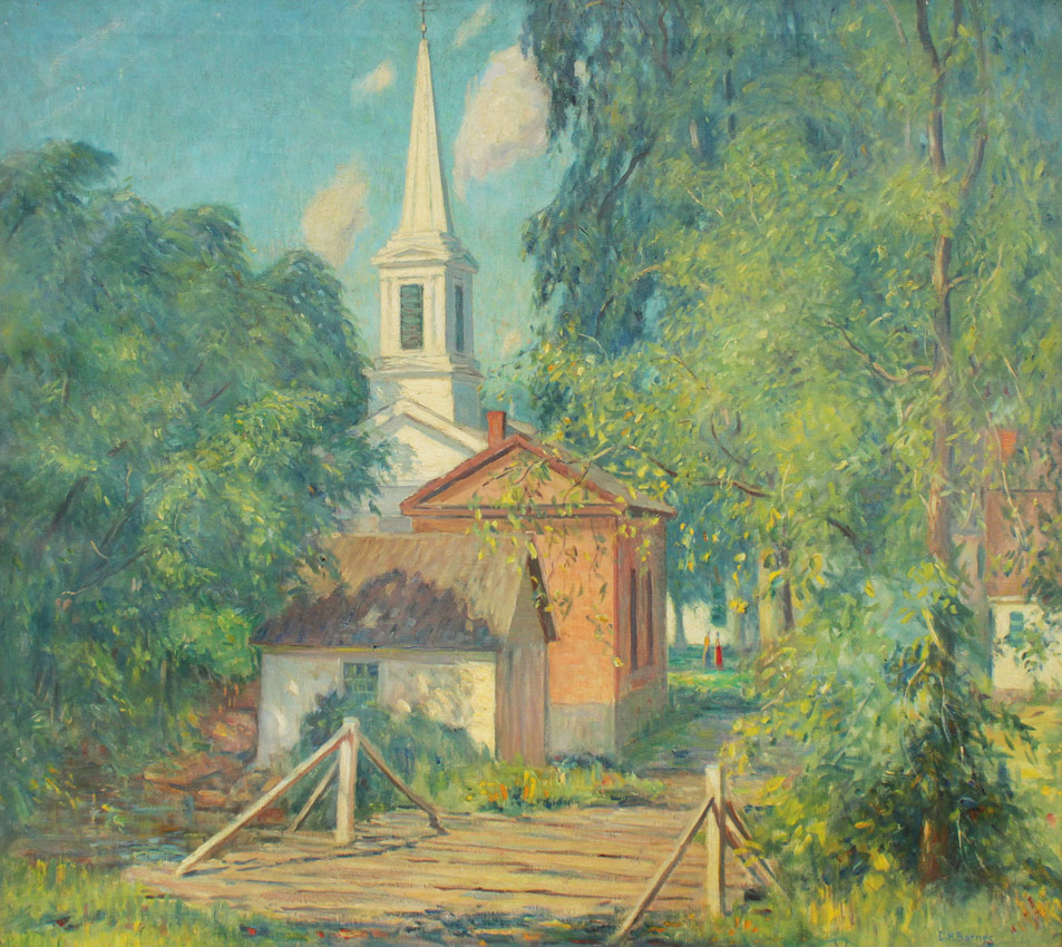 Appraisal: BARNES Earnest Harrison American - ''The Village Church'' Oil Canvas