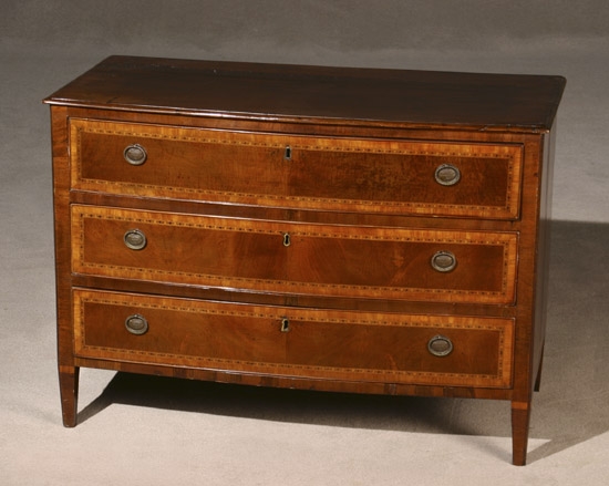 Appraisal: Italian Neoclassical Crossbanded and Inlaid Bow-Front Walnut Commode Circa Height