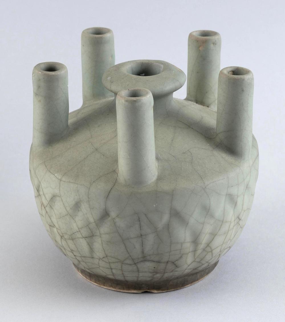 Appraisal: CHINESE CELADON CRACKLEWARE PORCELAIN TULIPIERE MING DYNASTY HEIGHT CHINESE CELADON