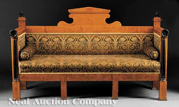 Appraisal: A Biedermeier Beechwood and Ebonized Box Sofa mid- th c