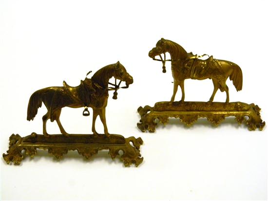 Appraisal: Pair of gilt brass horse bookends painted gold color with