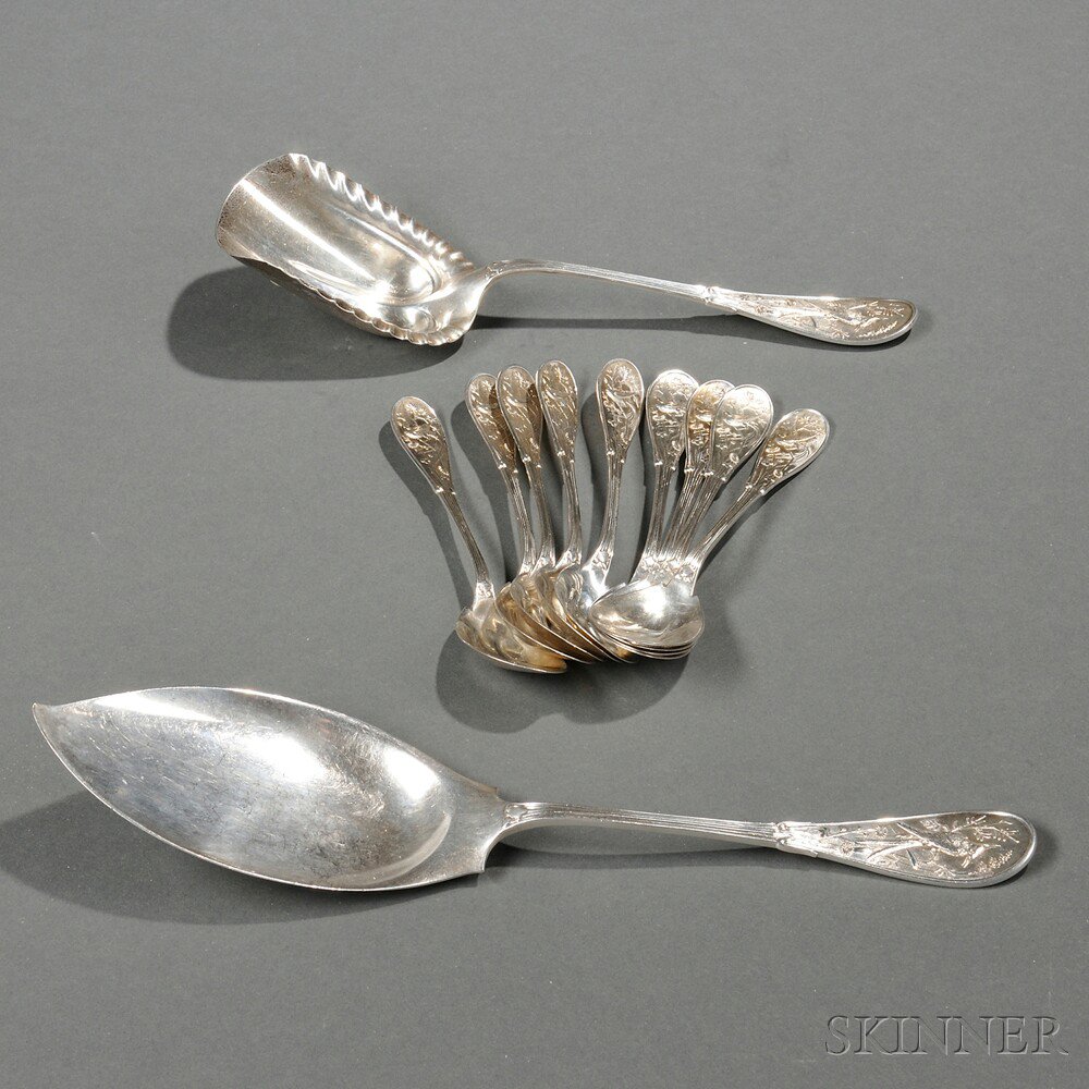 Appraisal: Eleven Pieces of Tiffany Co Japanese Pattern Sterling Silver Flatware