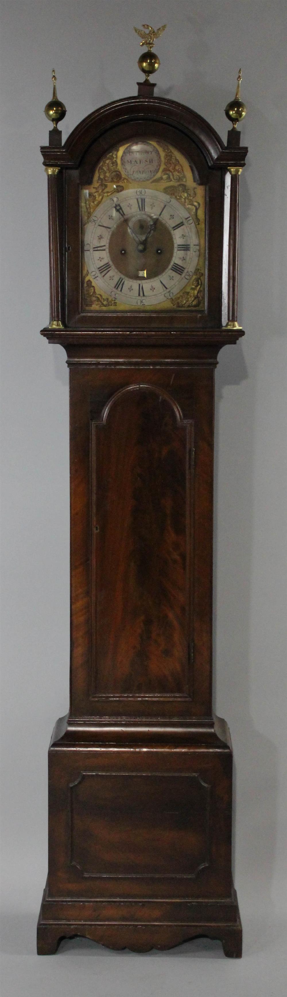 Appraisal: GEORGIAN MAHOGANY TALL CASE CLOCK ANTHONY MARSH LONDON having a