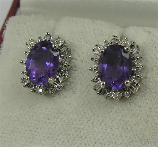 Appraisal: PAIR OF AMETHYST DIAMOND AND K GOLD EARRINGS each set