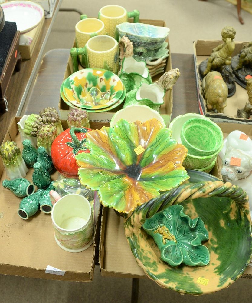 Appraisal: Three Tray Lots of Majolica and Glazed Ceramics to include