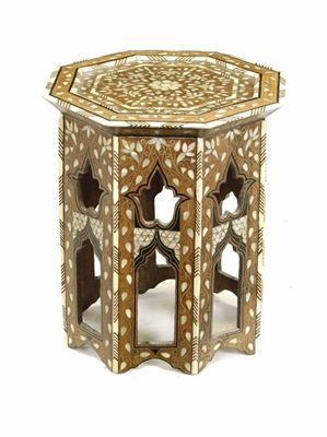 Appraisal: A Moorish octagonal occasional table inlaid ivory bone white metal