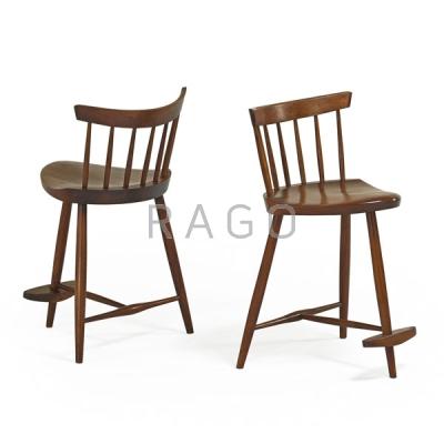 Appraisal: GEORGE NAKASHIMA Pair of Mira Stools Condition Report