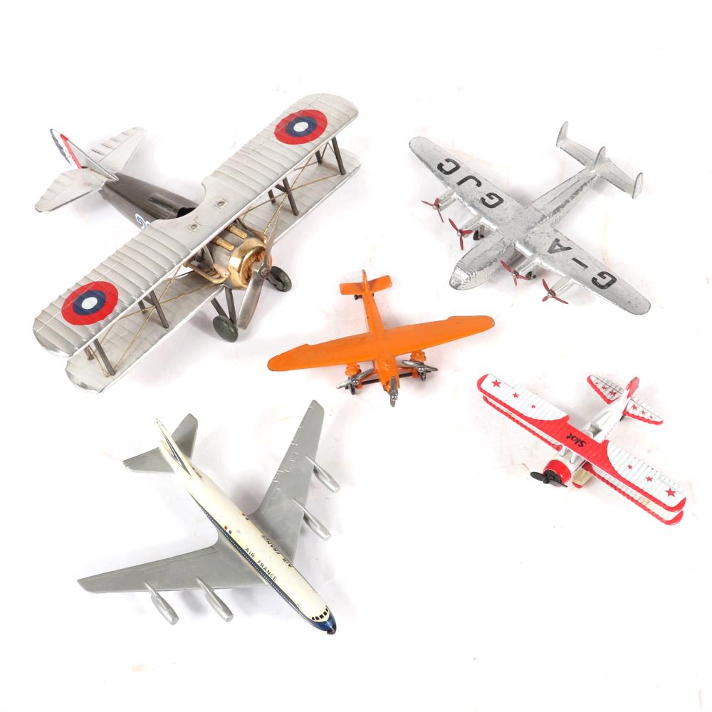 Appraisal: FIVE TOY AIRPLANES INCLUDING G-A GJC DINKY TOY STEARMAN SQUADRON