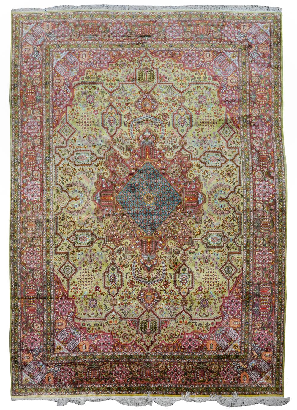 Appraisal: PERSIAN-STYLE RUGcotton on cotton foundation with green-ground field ' x