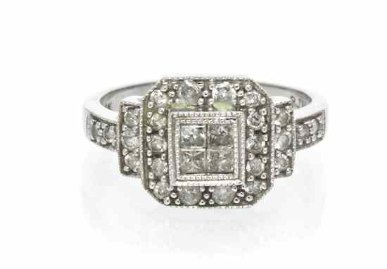 Appraisal: A Karat White Gold Diamond Ring containing four princess cut