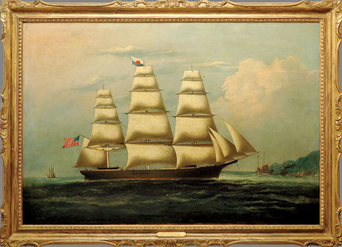 Appraisal: CHINA TRADE PAINTING OF THE AMERICAN CLIPPER SHIP quot FLYING