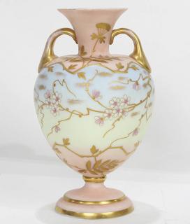 Appraisal: Bohemian Burmese glass vase by Harrach of urn form with