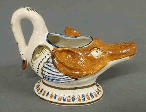 Appraisal: English Prattware creamer late th c in the form of