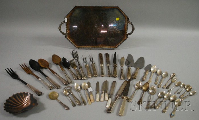 Appraisal: Group of Sterling and Silver Plated Flatware and a Tray