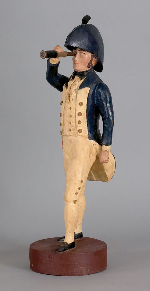 Appraisal: Carved and painted figure of a ship captain early mid